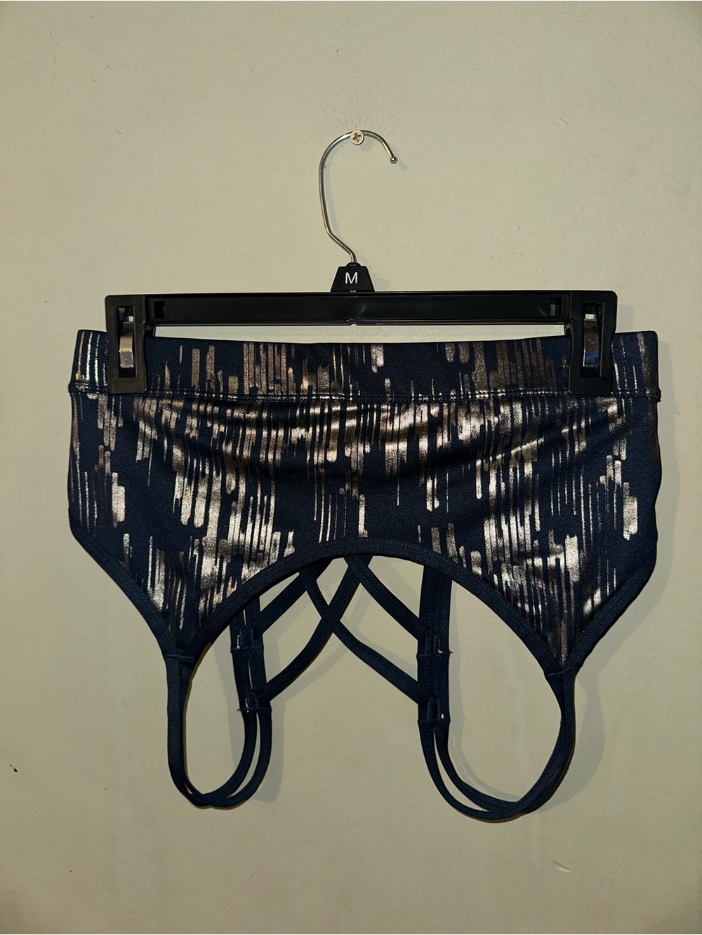 JoyLab Navy Blue Metallic Print Strappy Sports Bra